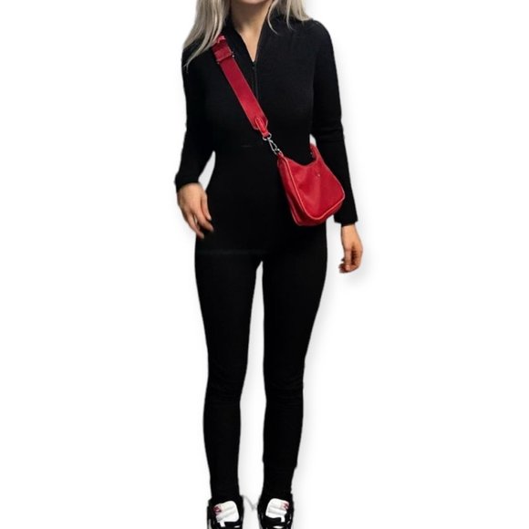BNWT | CHICME Black Front Zip Up Ribbed Jumpsuit - Picture 6 of 14